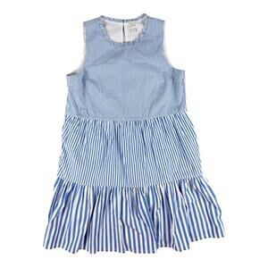 J.Crew Blue & White Stripe Tiered Sleeveless Dress Top Size 10
